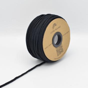Preview: Kordel rund 6 mm in Schwarz, aufgerollt neben weiteren Farben der Reihe